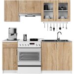 Akord - ensemble de cuisine vitré lima 1. 8m blanc 180 cm 7 portes 1 tiroir façade chêne sonoma 8 étagères ... Akord - ensemble de cuisine vitré lima 1. 8m blanc 180 cm 7 portes 1 tiroir façade chêne sonoma 8 étagères ...