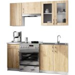 Akord - ensemble de cuisine vitr lima 1. 8m h720 blanc 180 cm 7 portes 1 tiroir faade chne sonoma ...