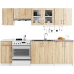 Ensemble de cuisine vitr akord lima 2. 4m blanc 240 cm 11 portes 1 tiroir faade chne sonoma 240x44, ...