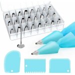 Ensemble de dcoration de gteau 32 pices comprenant 24 embouts  douille, 2 poches  douille en silicne, ...