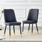 Ensemble de deux chaises comprend des chaises de salle � manger noires modernes avec dossiers en cuir ...