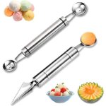Ensemble de deux outils pour sculpter les fruits, couteau � fruits 2 en 1, �plucheur � melon, couteau ...