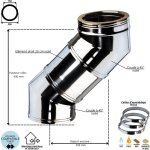 Edilinox - ensemble d�voiement 2 x coudes 45 degr�s + 1 x 25 cm conduit double paroi isol� ediliso25 ...