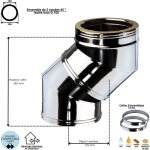 Ensemble d�voiement 2 x coudes 45 degr�s conduit double paroi isol� ediliso25 edilinox diam�tre 150