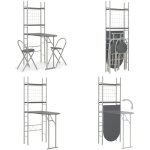 Vidaxl - ensemble  dner pliant 3 pcs et tagre de rangement mdf acier - ensemble de salle  manger ...