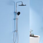 Ensemble de douche chrom� colonne de douche ronde sans robinetterie, douche de t�te � effet pluie et ...