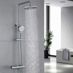 Ensemble de douche de salle de bain, colonne de douche thermostatique, douche chrome, rglable, acier ...