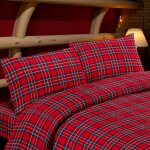 Tex family ? ensemble de draps en flanelle tartan rouge 100 % coton molleton ? doux et chaud ? fabriqu� ...