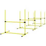 Ensemble dressage chien - haies d'agilit�, piquets, sac transport robuste jaune, parcours agility ext�rieur ...