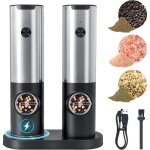 Ensemble lectrique de moulins  sel et  poivre, rechargeable par usb - c, capacit de 70 ml, en acier ...