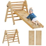 Ensemble d'escalade en bois 3 en 1 - triangle pikler, toboggan, rampe - panneaux bois pin