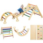 Ensemble d'escalade en bois 5 en 1 - triangle pikler, arche, bascule, toboggan, rampe - panneaux bois ... Ensemble d'escalade en bois 5 en 1 - triangle pikler, arche, bascule, toboggan, rampe - panneaux bois ...
