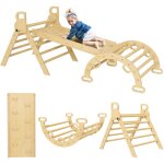 Ensemble d'escalade en bois 5 en 1 - triangle pikler, arche, bascule, toboggan, rampe - panneaux bois ...