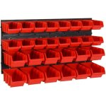 Ensemble d'tagres d'atelier 30 pcs rouge et noir 77x39 cm pp