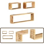 Ensemble d'tagre cube 3 pcs bois solide de manguier - tagres murales - tagres cube - meuble rangement ...