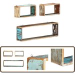Vidaxl - ensemble d'tagre cube 3 pcs bois solide de rcupration - tagres murales - tagres cube ...