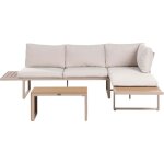 Ensemble ext�rieur modulable canap� 4 places et table basse coussins beige et marron clair pienza