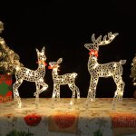 Ensemble familial de cerfs de noël éclairés 3 pièces, noël élégante avec n?ud rouge pour décoration de ... Ensemble familial de cerfs de noël éclairés 3 pièces, noël élégante avec n?ud rouge pour décoration de ...