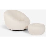 Ensemble fauteuil boucl blanc design avec repose - pieds pivotant kuma