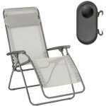 Ensemble fauteuil relax transat jardin - chaise longue et porte gobelet - rclip - batyline� iso - beige ...