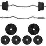 Ensemble d'halt�res - sportnow - 25 kg total - disques de poids, barre longue, poign�e antid�rapante ...