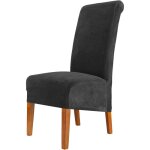 Ensemble de housses de chaise de salle � manger en velours extensible noir 4 pi�ces, 48 ??cm (p) x 48 ...