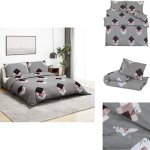 Ensemble de housse de couette gris 220x240 cm coton - housses de couette - linge de lit - drap housse ...