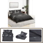 Ensemble de housse de couette noir 200x200 cm coton - housses de couette - literie - drap housse - linge ...