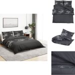 Ensemble de housse de couette noir 240x220 cm coton - housses de couette - literie - drap housse - coton ...
