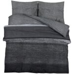 Ensemble de housse de couette?parures de lit gris fonc� 200x220 cm coton cfw33512