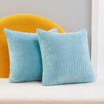 Ensemble de housses de coussin en velours bleu ciel, 40x40 cm, convenant aux housses de coussin d�coratives ...