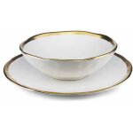 Ensemble de huit assiettes lissa or blanc