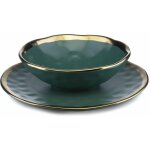 Ensemble de huit assiettes lissa vert or