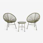 Ensemble de jardin avec 2 fauteuils et table d'appoint en acier et osier synth�tique new acapulco sklum ...