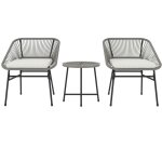 Ensemble jardin 3 pi�ces polyrotin - table et 2 chaises avec cousins, salon pour 2 personnes, terrasse ...