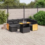 Ensemble jardin 8 places noir r�sine tress�e - salon ext�rieur modulable avec table r�glable et coussins ...