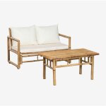 Sklum - ensemble de jardin avec canap 2 places et table basse 90x50 cm en bambou livayna