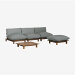 Sklum - ensemble de jardin avec canap de jardin inclinable modulable 3 pices avec table basse et pouf ...