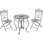 Ensemble de jardin en fer forg� couleur bronze effet vieilli ? table ronde et 2 chaises style vintage ...