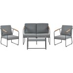 Beliani - ensemble de jardin industriel 4 places en acier avec table patio terrasse gris vezzana