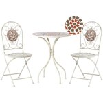 Beliani - ensemble de jardin en mtal table et chaises pour jardin extrieur motif mosaque blanc spello ...