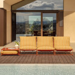 Ensemble de jardin modulable amaro 3 pi�ces avec canap� et table d'appoint convertible sklum jaune miel ...