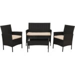 Hhg - ensemble de jardin en poly rotin 069, ensemble de salon, mtal verre tissu / textile (180g / m), ...