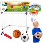 Ensemble de jeu 2 en 1 : football, basket - ball, but, panneau, panier, ballons