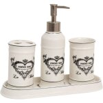 Ensemble de lavabo de salle de bain 4 pièces en céramique porte - savon liquide porte - brosse à dents ... Ensemble de lavabo de salle de bain 4 pièces en céramique porte - savon liquide porte - brosse à dents ...