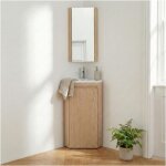 Ensemble lave - mains d'angle sorrento sur pieds avec robinet et armoire