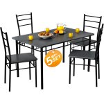 Ensemble leo table avec 4 chaises en m�tal laqu� mdf ensemble 5 pi�ces pour salle � manger cuisine anthracite ...