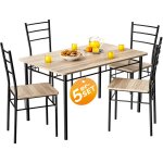 Ensemble leo table avec 4 chaises en mtal laqu mdf ensemble 5 pices pour salle  manger cuisine chne ...