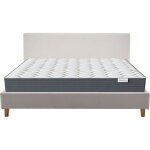 Ensemble lit adulte 160x200cm avec t�te de lit en tissu boucl� beige - milo + matelas m�moire de forme ...