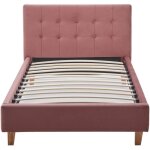 Ensemble lit adulte 90x190cm avec t�te de lit en velours vieux rose - milo + matelas m�moire de forme ...